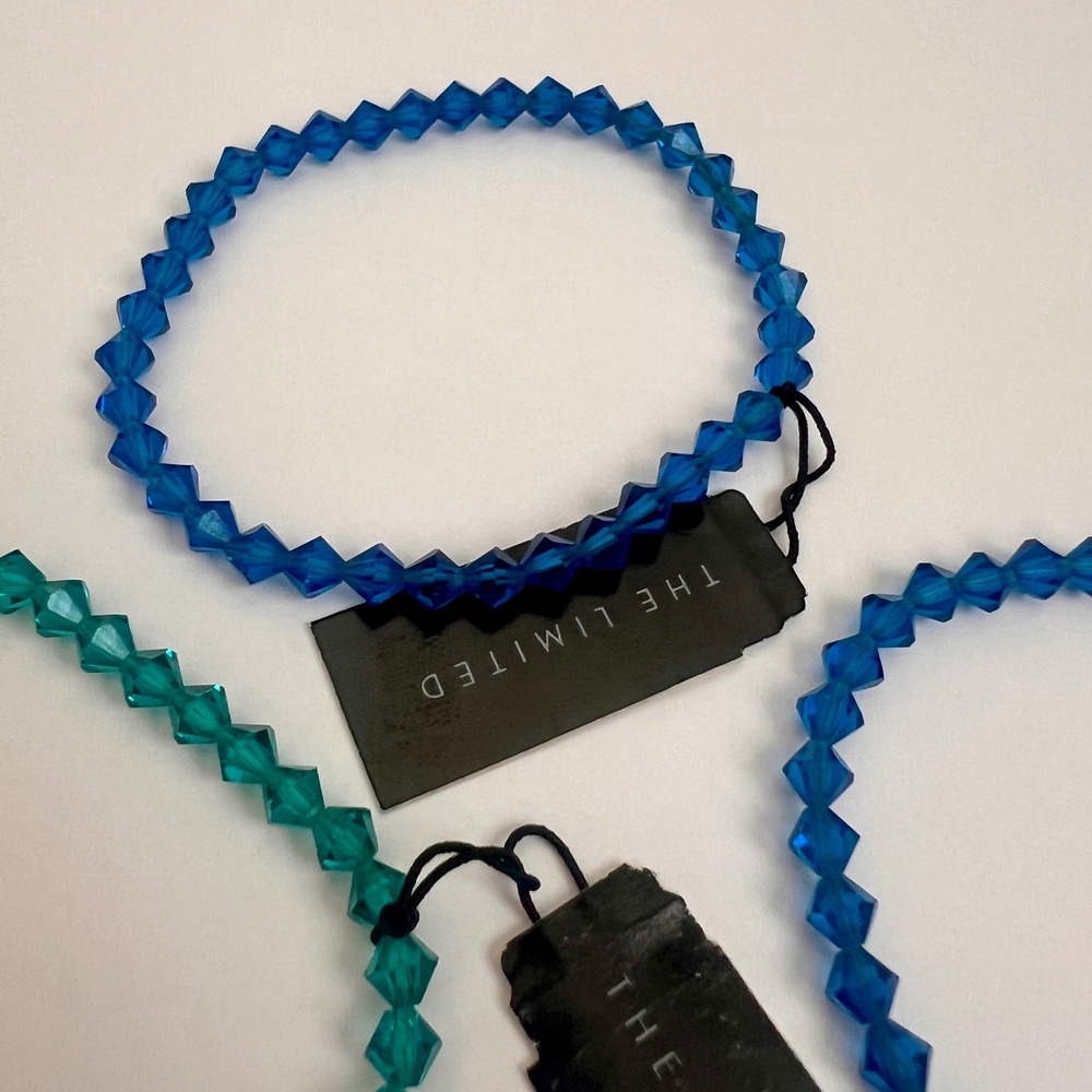 NWT The Limited Crystal Like Sparkly Bead Bracelet Set - Blue & Green - Picture 10 of 10